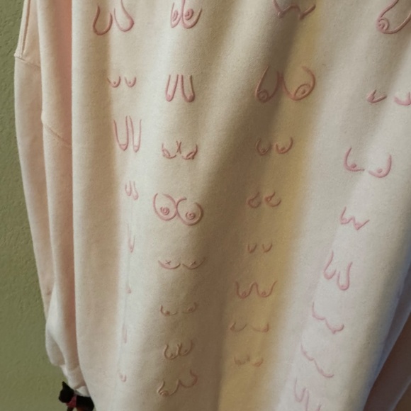Fabletics The Boobies Breast Cancer Awareness Crewneck Sweatshirt, size 3X - Picture 6 of 8